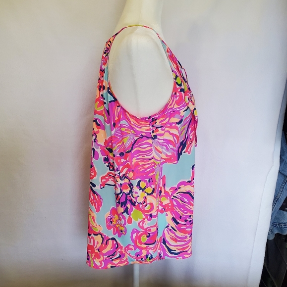 Lilly Pulitzer Lachelle Silk Top Small Serene Blue Big‎ Escapade Tassels S - Picture 9 of 14